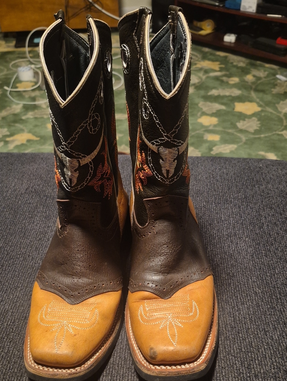 Men's Two-Tone Brown & Tan Western Cowboy Boots